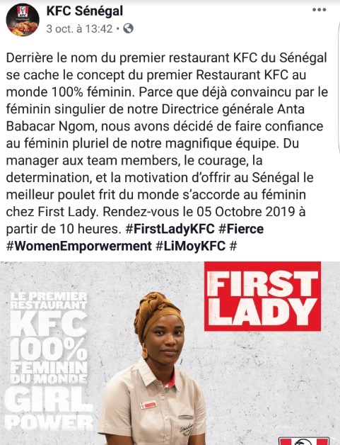 KFC et Réseaux sociaux : Le concept "First Lady Store" ne fait pas l'unanimité