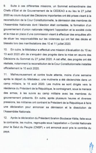 Crise malienne : Voici la déclaration des chefs d’Etat et de gouvernement de la Cedeao
