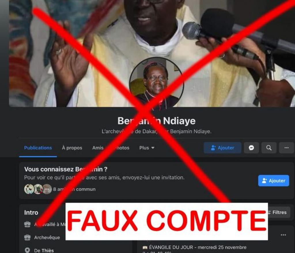 Le « faux compte » de l’archevêque de Dakar qui indispose l’Eglise