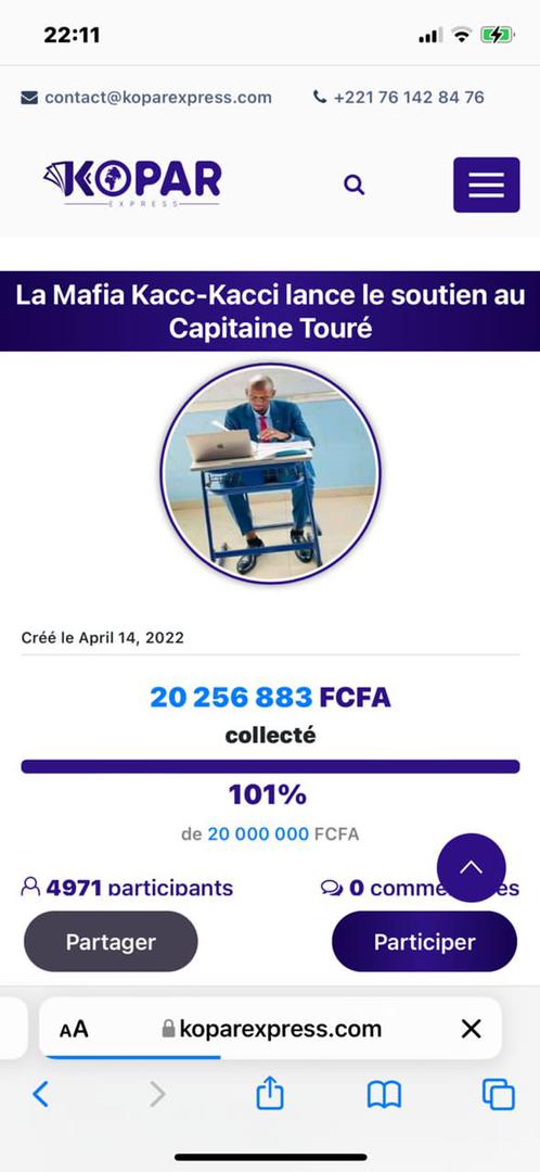 Soutien au Capitaine Touré : l'objectif de 20 millions FCFA atteint en quelques heures