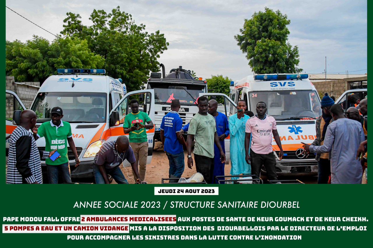 Photos Diourbel Un camion hydrocureur 2 ambulances médicalisées et