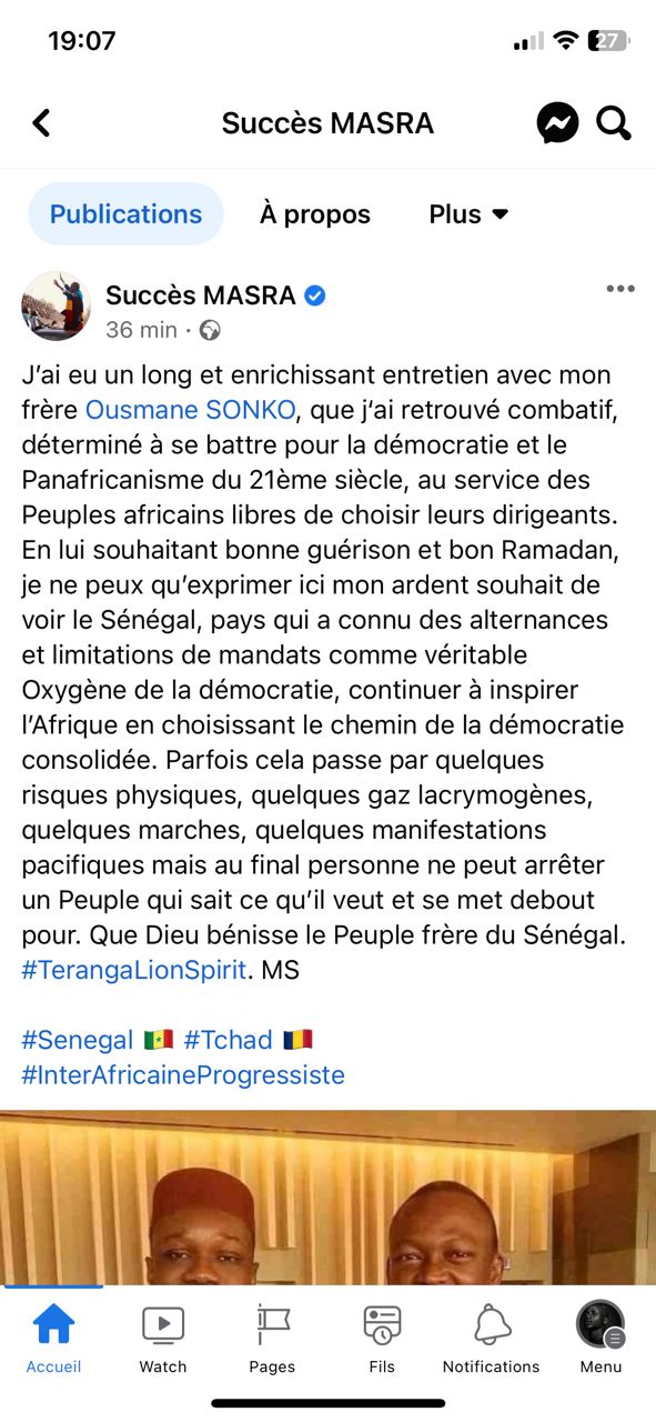 Le message fort de Succès Masra à Sonko et aux Sénégalais : « Personne ne peut arrêter un Peuple qui… »