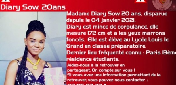 Disparition de Diary Sow : "Il y a de fortes chances de la retrouver vivante"
