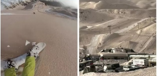Une "pluie de sable" venue du Sahara recouvre des pistes de ski en France