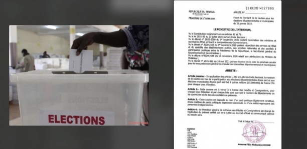 [Document] Élections locales : Le montant de la caution fixé à…