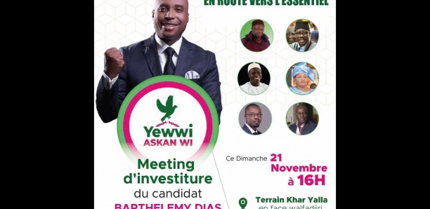 Suivez le meeting d'investiture de Barthélémy Dias et des 19 candidats de yewi askan wi