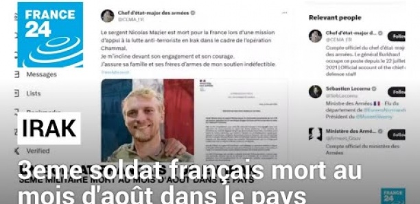 Un soldat français mort en Irak : 3eme militaire mort au mois d'août dans le pays