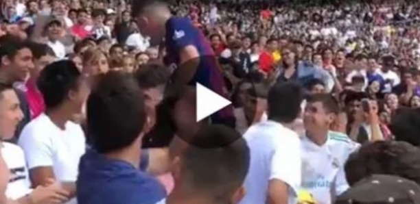 Un fan du Barça débarque pour la présentation d’Hazard, regardez la réaction des fans du Bernabeu