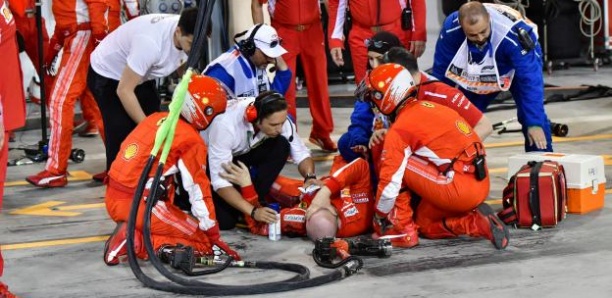 Grand Prix de Bahreïn : Kimi Räikkönen (Ferrari) renverse un mécanicien et abandonne
