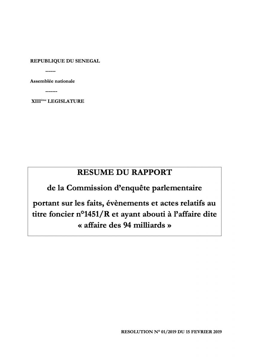 Doc Rapport Affaire 94 milliards 00 - Senenews - Actualité au Sénégal, Politique, Économie, Sport