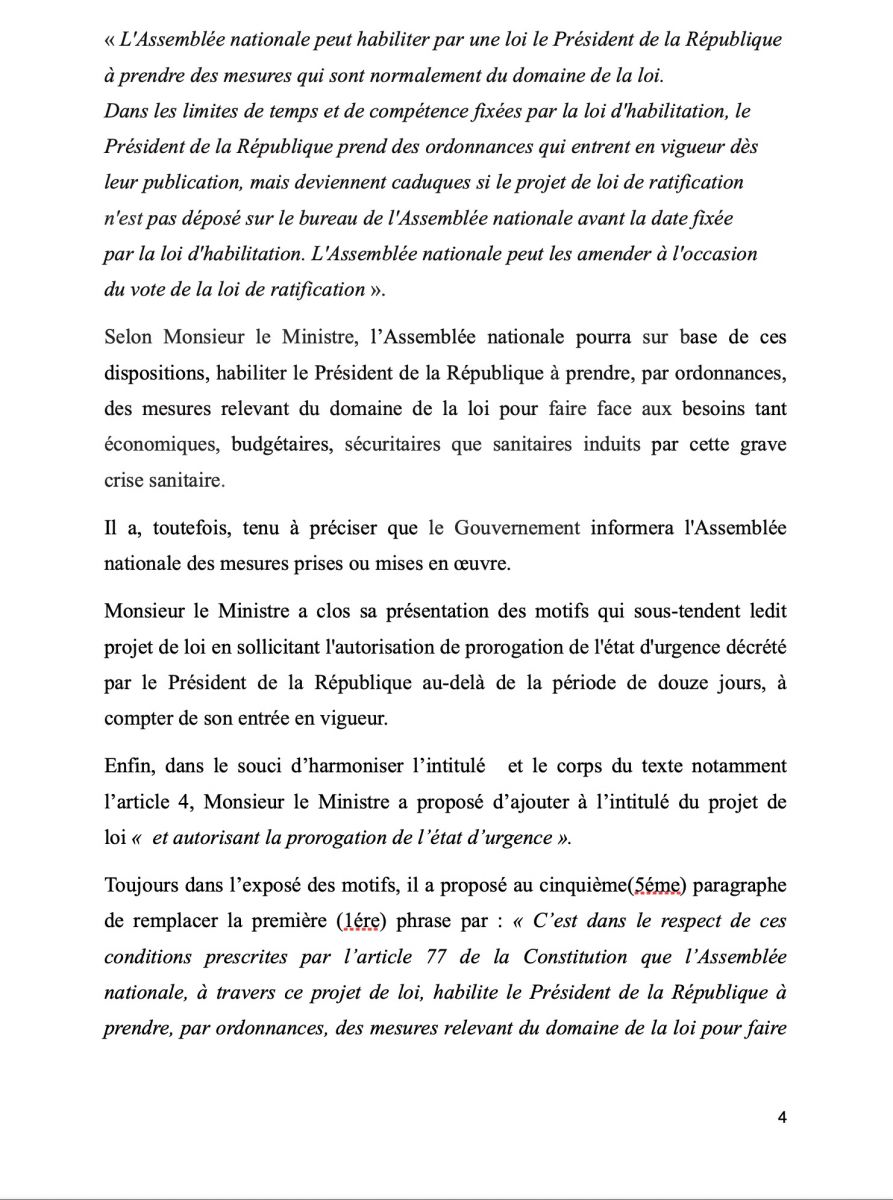 Rapport projet de loi d habilitation mars 2020 03 - Senenews - Actualité au Sénégal, Politique, Économie, Sport