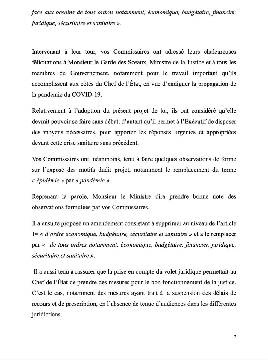 Rapport projet de loi d habilitation mars 2020 04 - Senenews - Actualité au Sénégal, Politique, Économie, Sport